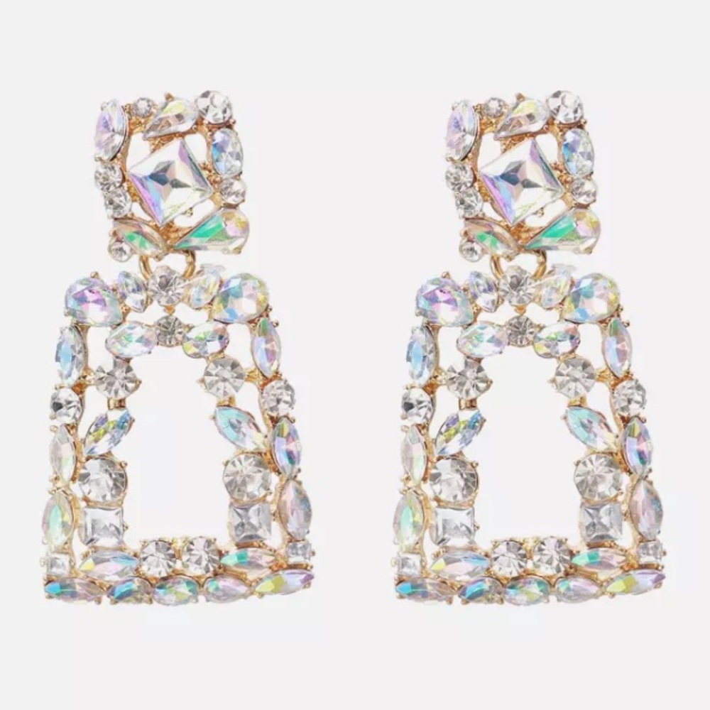 Geometric Crystal Drop Earrings!
